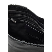 Desigual black leather crossbody bag with braided trim shoulder strap and silver zipper zip pockets