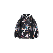 Desigual black multicoloured cotton drawstring backpack with vibrant floral and botanical print and laces