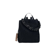 Desigual black polyurethane backpack with textured material braided strap top handles zip and inside pocket