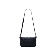 Desigual black quilted polyurethane crossbody handbag with sleek textured surface and adjustable shoulder strap