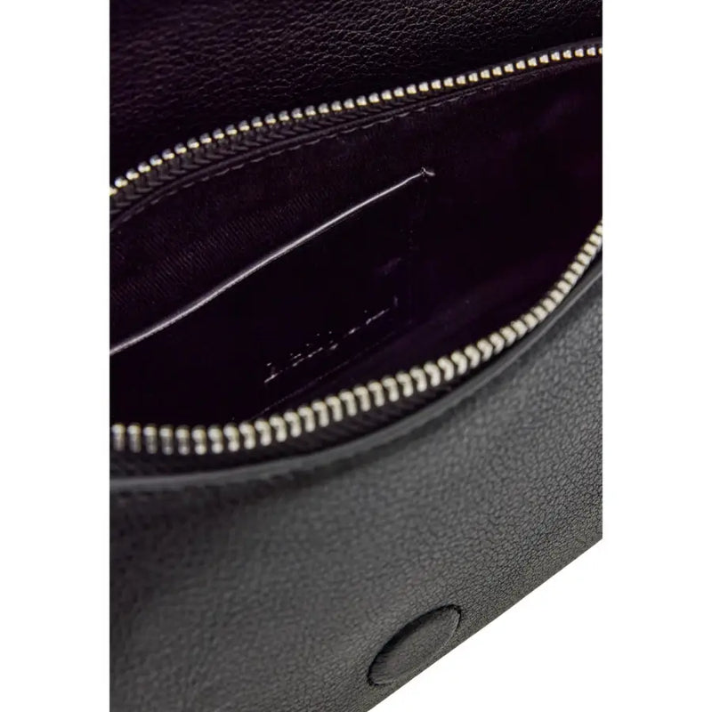 Desigual black textured leather crossbody bag for women with gold-toned zipper and interior lining