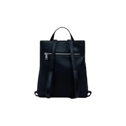 Black faux leather backpack with silver zippers and adjustable straps for Desigual Women Accessories Bag