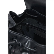 Desigual black leather bucket bag with drawstring closure and internal zippered compartment for women