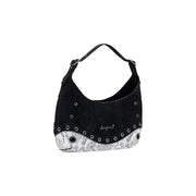 Black and white snakeskin print hobo bag with eyelet details for Desigual Shoulder Bag