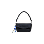 Black Desigual shoulder bag with braided strap and colorful charm for women