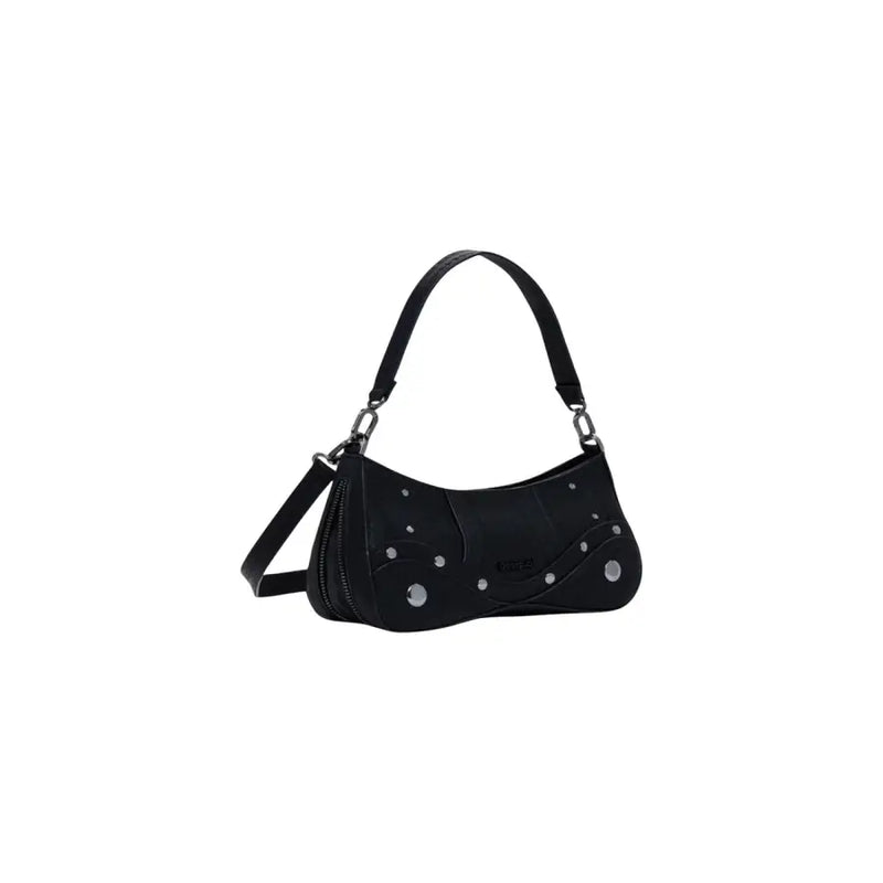 Black baguette shoulder bag with silver studs from Desigual Fall Winter collection