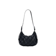 Desigual black quilted leather hobo bag with slender shoulder strap and zippered interior pocket
