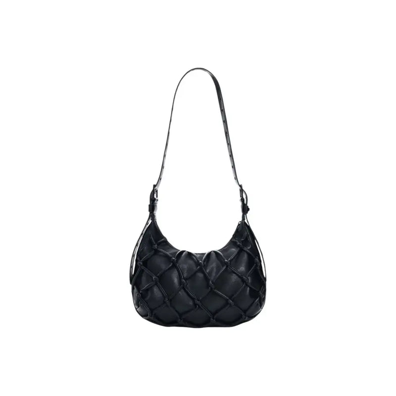 Desigual black quilted leather hobo bag with slender shoulder strap and zippered interior pocket