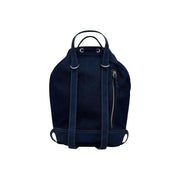 Navy blue suede backpack with leather straps and silver zipper details from Desigual fall winter collection
