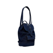 Navy blue canvas Desigual women’s backpack with leather straps and studded details from fall winter collection