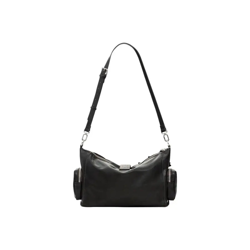 Desigual brown polyester handbag with zip pockets, black leather crossbody and silver hardware