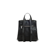 Black leather backpack with subtle textured finish and silver zipper accents in Desigual brown polyester rucksack design