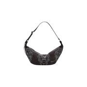 Black shoulder bag with white studded floral patterns from Desigual Brown Polyurethane Handbag collection