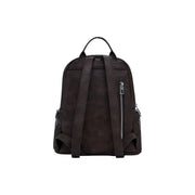 Dark brown leather backpack with shoulder straps and silver zippers for Desigual Rucksack
