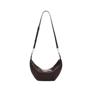 Dark brown crescent-shaped shoulder bag with adjustable strap from Desigual for women