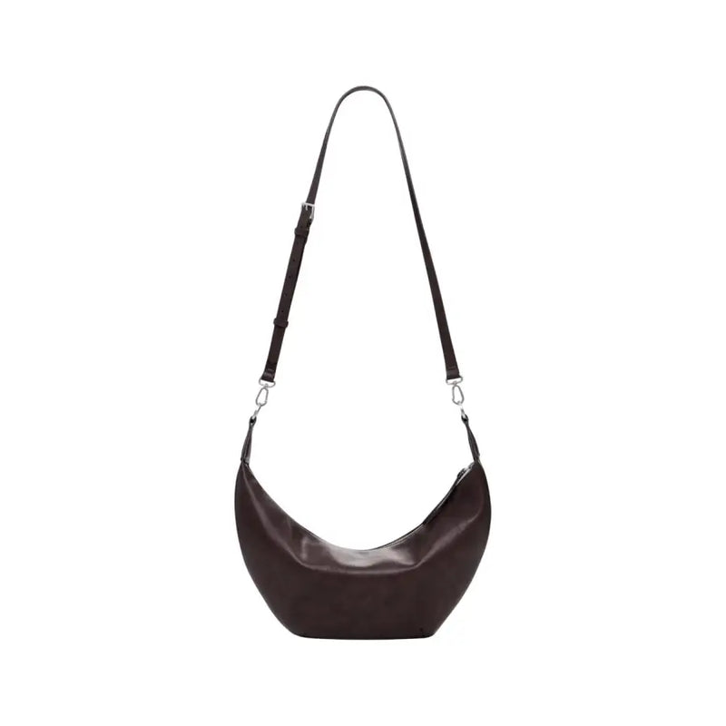 Dark brown crescent-shaped shoulder bag with adjustable strap from Desigual for women