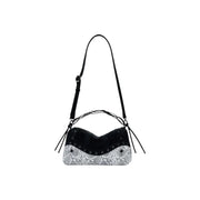 Black and white snakeskin print shoulder bag with silver stud accents from Desigual Fall Winter collection