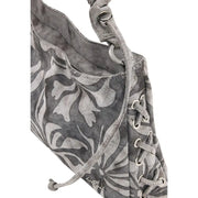 Desigual grey floral cotton handbag with lace-up detailing braided shoulder strap and zip pocket