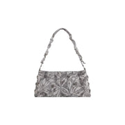 Desigual grey floral cotton handbag with ruched shoulder strap and zip pocket for secure storage