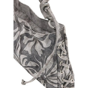 Desigual grey floral cotton handbag with lace-up detailing braided shoulder strap and zip pocket
