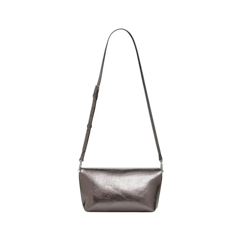 Metallic silver shoulder bag with adjustable strap from Desigual for women in fall winter collection