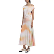 Women’s off-the-shoulder tie-dye midi dress with flowing skirt from Desigual for spring summer
