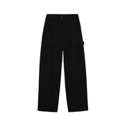 Desigual women black high-waisted viscose cargo trousers with straight-leg cut pleats and pockets