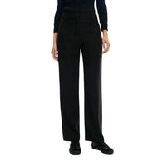 Desigual women black high-waisted wide-leg viscose trousers with pockets and a sleek tailored fit