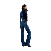 Desigual Damen-Jeans Lindsay aus blauem Baumwoll-Denim mit ausgestelltem Schnitt, klassischer Fünf-Taschen-Form und dezenter Waschung