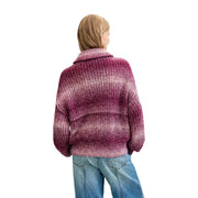 A cozy desigual women bordeaux wool blend knitwear sweater with chunky gradient knit in deep magenta to soft pink
