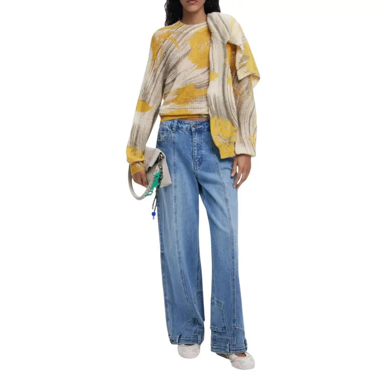Yellow and beige abstract print long-sleeved sweater from Desigual Women Fall Winter collection