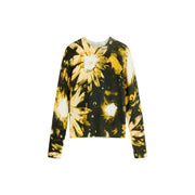 Pull Desigual pour femme en maille florale noire, mélange acrylique, imprimé floral noir et or, col rond