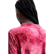 Desigual women fuchsia long sleeve classic shirt in polyester with a vibrant pink satin tie-dye floral pattern