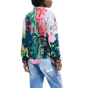 Desigual Damen-Pullover aus grünem Acrylmischgewebe mit lebhaftem, abstraktem Farbspritzermuster in kräftigen Farben
