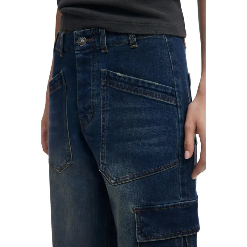 Dark wash cargo jeans with multiple pockets from Desigual Women Jeans Blue Fall Winter collection