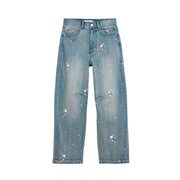 Desigual Damen-Jeans aus hellblauem Baumwoll-Stretch mit Used-Look-Sternenmuster und dezenten weißen Verzierungen