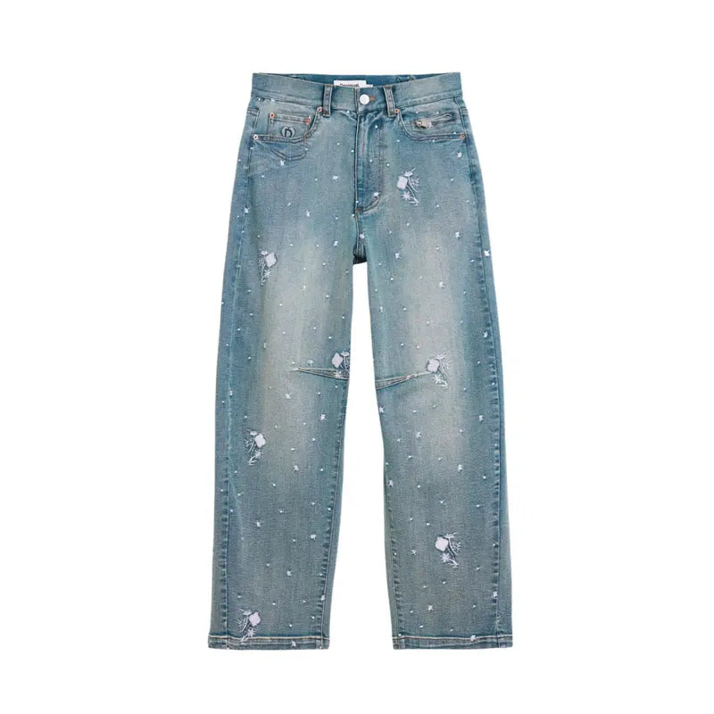 Desigual Damen-Jeans in Hellblau mit Used-Look und Sternenmuster