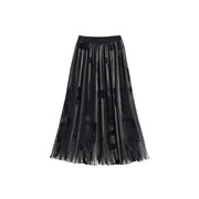 Black pleated midi skirt with subtle pattern from Desigual Women Printed collection