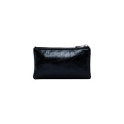 Desigual women wallet black polyurethane zip pouch with sleek leather finish and silver-toned metal zipper pull