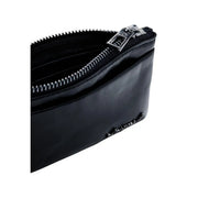 Desigual women wallet black polyurethane zippered pouch with silver-toned metal zipper pull 9x4.5x2 cm