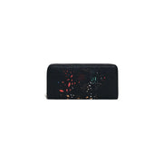 Desigual women wallet black with textured surface colorful fireworks design and zip pockets 21x10x2.5 cm