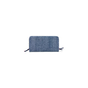 Desigual women wallet in light blue cotton denim texture with zipper closure and fabric ties 19x11x2.5 cm