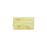 Desigual women wallet yellow patent leather with central bow detail and gold embossed brand name 16x10x1.5 cm