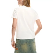 Desigual women white cotton short sleeved t shirt with a simple round neck design