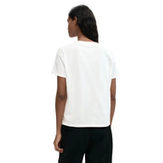 White cotton round neck short sleeve t shirt by Desigual women featuring a simple crew neck design