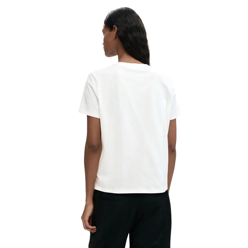 White cotton round neck short sleeve t shirt by Desigual women featuring a simple crew neck design