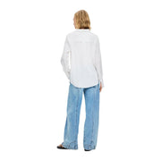 Desigual women white floral viscose long classic shirt with relaxed fit long sleeves and subtle front panel detailing