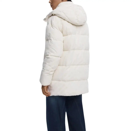 Desigual cremefarbene Damen-Steppjacke mit Kapuze aus Polyester