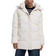 Desigual Damen-Steppjacke aus weißem Polyester mit Kapuze und Taschen