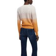 Desigual Damen-Strickpullover in Beige mit langen Ärmeln und Farbverlauf von Weiß zu Orange